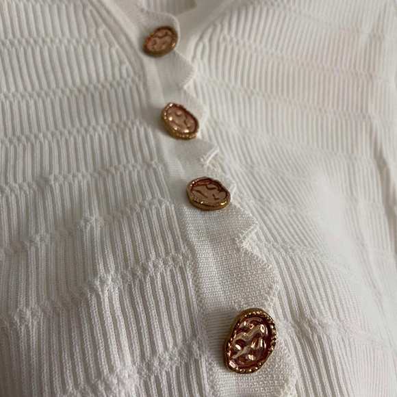 SANDRO WOOL CROP CARDIGAN GOLD BUTTONS SHORT SLEEVE CUTESY PREP ACADEMIA BRIDAL - Picture 7 of 8